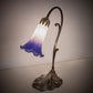 Meyda Lighting Tiffany Pond Lily 15" Antique Brass Accent Table Lamp With White & Blue Shade Glass