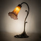 Meyda Lighting Tiffany Pond Lily 15" Antique Brass Table Lamp With Amber & Purple Shade Glass