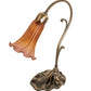 Meyda Lighting Tiffany Pond Lily 15" Antique Brass Table Lamp With Amber & Purple Shade Glass