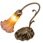 Meyda Lighting Tiffany Pond Lily 15" Antique Brass Table Lamp With Amber & Purple Shade Glass