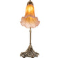 Meyda Lighting Tiffany Pond Lily 15" Antique Brass Table Lamp With Amber & Purple Shade Glass