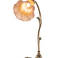 Meyda Lighting Tiffany Pond Lily 15" Antique Brass Table Lamp With Amber & Purple Shade Glass