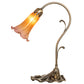Meyda Lighting Tiffany Pond Lily 15" Antique Brass Table Lamp With Amber & Purple Shade Glass