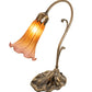 Meyda Lighting Tiffany Pond Lily 15" Antique Brass Table Lamp With Amber & Purple Shade Glass
