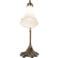 Meyda Lighting Tiffany Pond Lily 15" Antique Brass Table Lamp With White Shade Glass