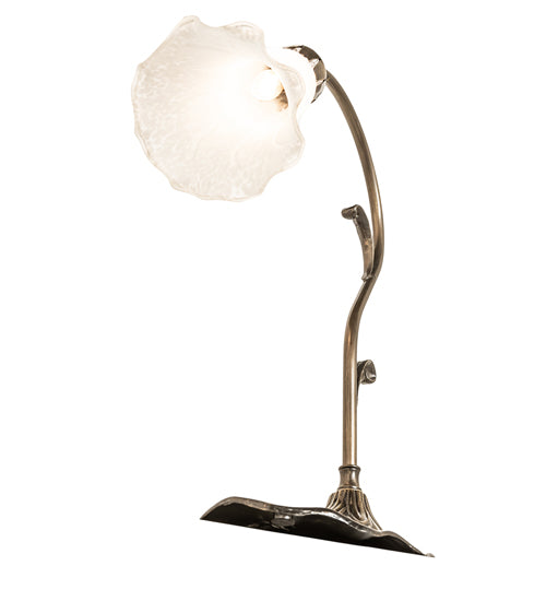 Meyda Lighting Tiffany Pond Lily 15" Antique Brass Table Lamp With White Shade Glass