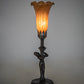 Meyda Lighting Tiffany Pond Lily 15" Mahogany Bronze Nouveau Lady Accent Table Lamp With Amber Favrile Shade Glass