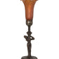 Meyda Lighting Tiffany Pond Lily 15" Mahogany Bronze Nouveau Lady Accent Table Lamp With Amber Favrile Shade Glass