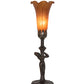Meyda Lighting Tiffany Pond Lily 15" Mahogany Bronze Nouveau Lady Accent Table Lamp With Amber Favrile Shade Glass