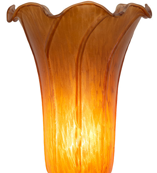 Meyda Lighting Tiffany Pond Lily 15" Mahogany Bronze Nouveau Lady Accent Table Lamp With Amber Favrile Shade Glass