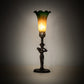 Meyda Lighting Tiffany Pond Lily 15" Mahogany Bronze Nouveau Lady Accent Table Lamp With Amber & Green Shade Glass