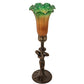 Meyda Lighting Tiffany Pond Lily 15" Mahogany Bronze Nouveau Lady Accent Table Lamp With Amber & Green Shade Glass
