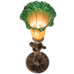 Meyda Lighting Tiffany Pond Lily 15" Mahogany Bronze Nouveau Lady Accent Table Lamp With Amber & Green Shade Glass