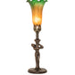 Meyda Lighting Tiffany Pond Lily 15" Mahogany Bronze Nouveau Lady Accent Table Lamp With Amber & Green Shade Glass