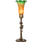 Meyda Lighting Tiffany Pond Lily 15" Mahogany Bronze Nouveau Lady Accent Table Lamp With Amber & Green Shade Glass