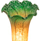 Meyda Lighting Tiffany Pond Lily 15" Mahogany Bronze Nouveau Lady Accent Table Lamp With Amber & Green Shade Glass