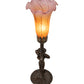 Meyda Lighting Tiffany Pond Lily 15" Mahogany Bronze Nouveau Lady Accent Table Lamp With Amber & Purple Shade Glass