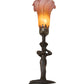 Meyda Lighting Tiffany Pond Lily 15" Mahogany Bronze Nouveau Lady Accent Table Lamp With Amber & Purple Shade Glass