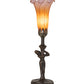 Meyda Lighting Tiffany Pond Lily 15" Mahogany Bronze Nouveau Lady Accent Table Lamp With Amber & Purple Shade Glass