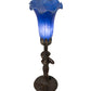 Meyda Lighting Tiffany Pond Lily 15" Mahogany Bronze Nouveau Lady Accent Table Lamp With Blue Shade Glass