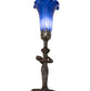 Meyda Lighting Tiffany Pond Lily 15" Mahogany Bronze Nouveau Lady Accent Table Lamp With Blue Shade Glass