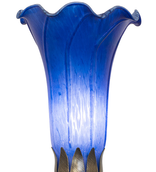 Meyda Lighting Tiffany Pond Lily 15" Mahogany Bronze Nouveau Lady Accent Table Lamp With Blue Shade Glass