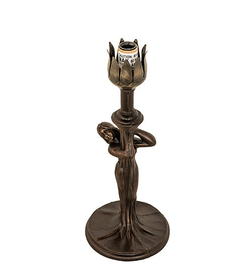Meyda Lighting Tiffany Pond Lily 15" Mahogany Bronze Nouveau Lady Accent Table Lamp With Blue Shade Glass