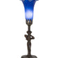 Meyda Lighting Tiffany Pond Lily 15" Mahogany Bronze Nouveau Lady Accent Table Lamp With Blue Shade Glass