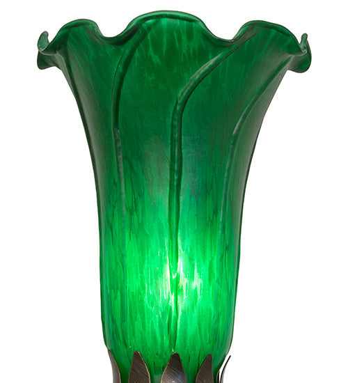 Meyda Lighting Tiffany Pond Lily 15" Mahogany Bronze Nouveau Lady Accent Table Lamp With Green Shade Glass