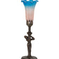 Meyda Lighting Tiffany Pond Lily 15" Mahogany Bronze Nouveau Lady Accent Table Lamp With Pink & Blue Shade Glass