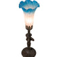 Meyda Lighting Tiffany Pond Lily 15" Mahogany Bronze Nouveau Lady Accent Table Lamp With Pink & Blue Shade Glass