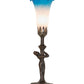 Meyda Lighting Tiffany Pond Lily 15" Mahogany Bronze Nouveau Lady Accent Table Lamp With Pink & Blue Shade Glass