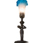 Meyda Lighting Tiffany Pond Lily 15" Mahogany Bronze Nouveau Lady Accent Table Lamp With Pink & Blue Shade Glass