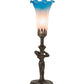 Meyda Lighting Tiffany Pond Lily 15" Mahogany Bronze Nouveau Lady Accent Table Lamp With Pink & Blue Shade Glass