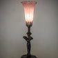 Meyda Lighting Tiffany Pond Lily 15" Mahogany Bronze Nouveau Lady Accent Table Lamp With Pink Shade Glass