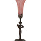 Meyda Lighting Tiffany Pond Lily 15" Mahogany Bronze Nouveau Lady Accent Table Lamp With Pink Shade Glass