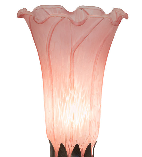 Meyda Lighting Tiffany Pond Lily 15" Mahogany Bronze Nouveau Lady Accent Table Lamp With Pink Shade Glass