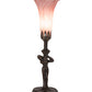 Meyda Lighting Tiffany Pond Lily 15" Mahogany Bronze Nouveau Lady Accent Table Lamp With Pink Shade Glass
