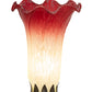Meyda Lighting Tiffany Pond Lily 15" Mahogany Bronze Nouveau Lady Accent Table Lamp With Red & Green Shade Glass