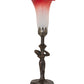 Meyda Lighting Tiffany Pond Lily 15" Mahogany Bronze Nouveau Lady Accent Table Lamp With Red & White Shade Glass