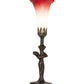Meyda Lighting Tiffany Pond Lily 15" Mahogany Bronze Nouveau Lady Accent Table Lamp With Red & White Shade Glass