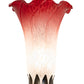 Meyda Lighting Tiffany Pond Lily 15" Mahogany Bronze Nouveau Lady Accent Table Lamp With Red & White Shade Glass