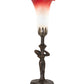 Meyda Lighting Tiffany Pond Lily 15" Mahogany Bronze Nouveau Lady Accent Table Lamp With Red & White Shade Glass