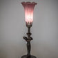 Meyda Lighting Tiffany Pond Lily 15" Mahogany Bronze Nouveau Lady Accent Table Lamp With Violet Shade Glass