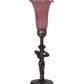 Meyda Lighting Tiffany Pond Lily 15" Mahogany Bronze Nouveau Lady Accent Table Lamp With Violet Shade Glass