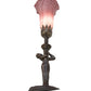 Meyda Lighting Tiffany Pond Lily 15" Mahogany Bronze Nouveau Lady Accent Table Lamp With Violet Shade Glass