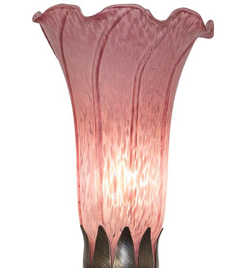 Meyda Lighting Tiffany Pond Lily 15" Mahogany Bronze Nouveau Lady Accent Table Lamp With Violet Shade Glass