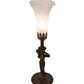 Meyda Lighting Tiffany Pond Lily 15" Mahogany Bronze Nouveau Lady Accent Table Lamp With White Shade Glass
