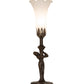Meyda Lighting Tiffany Pond Lily 15" Mahogany Bronze Nouveau Lady Accent Table Lamp With White Shade Glass