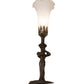 Meyda Lighting Tiffany Pond Lily 15" Mahogany Bronze Nouveau Lady Accent Table Lamp With White Shade Glass